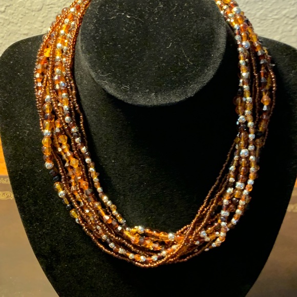 Amber Faceted Beads, Golden Beads, & Crystal Necklace  🚀🎉CLOSET CLEAROUT🎉🚀 - Picture 4 of 9